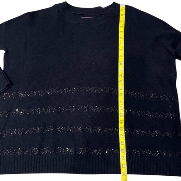 Velvet Black 100% Cashmere Knit Sweater Sequin Detail Sz L Crewneck Luxury Soft - Picture 8 of 9